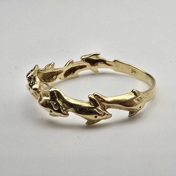 Vintage 14k Dolphin Ring - Picture 9 of 11
